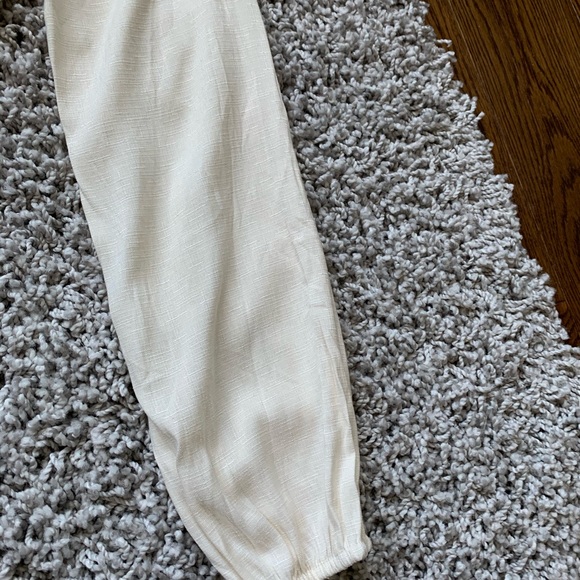 Off white crop tie long sleeve button up - Picture 3 of 5